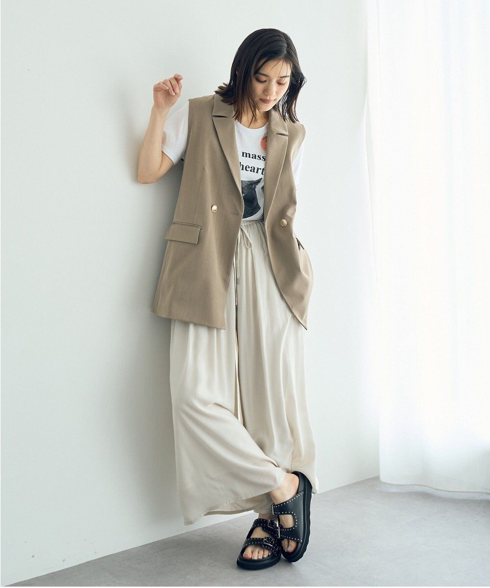 YECCA VECCA シルキータックワイドパンツ 