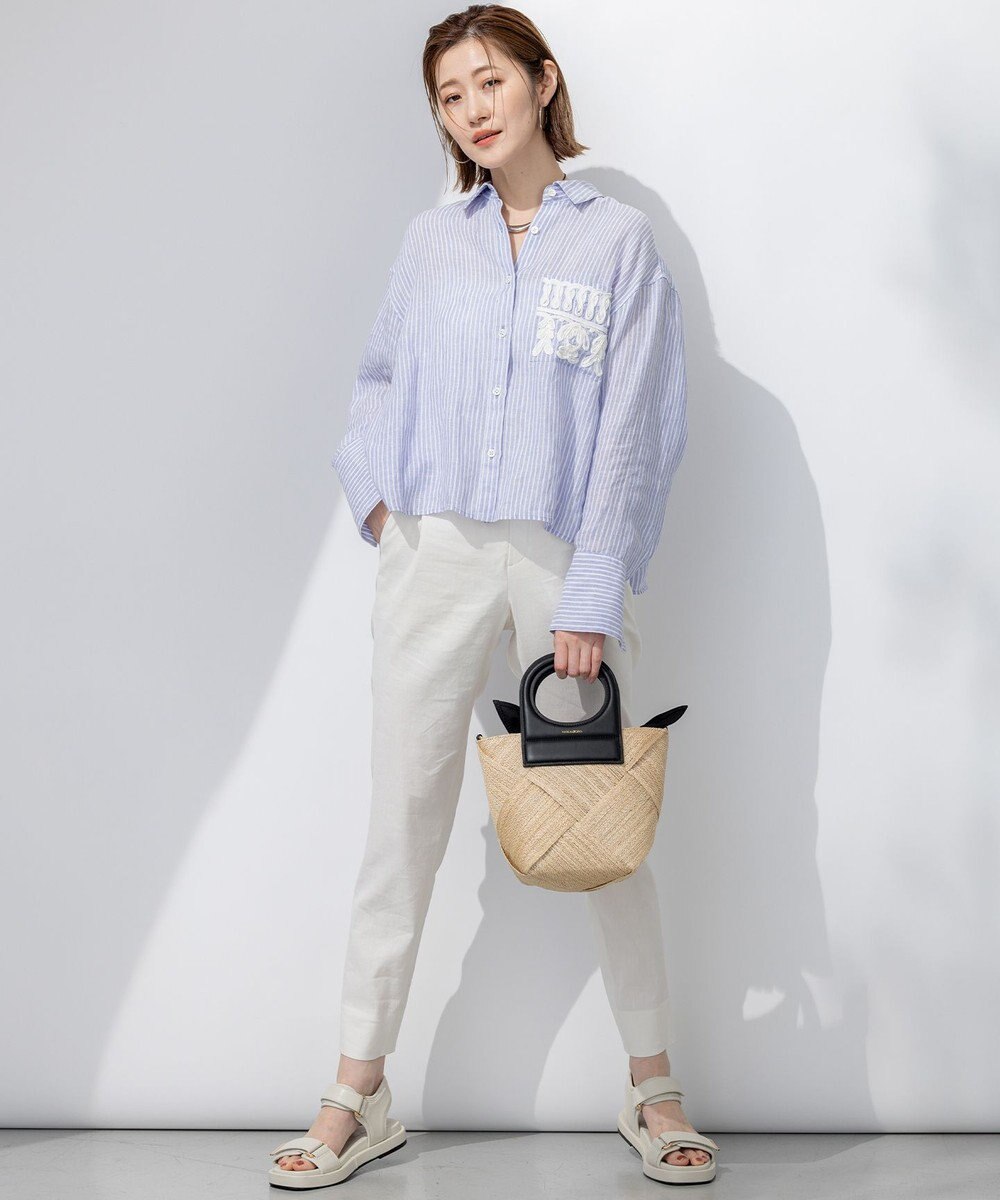 23区 【洗える】LIBECO クロップド シャツ 