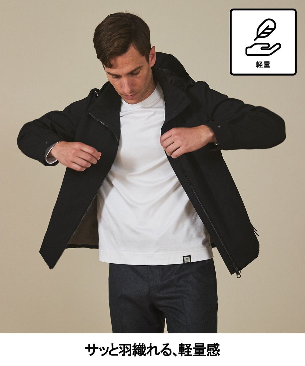 GOTAIRIKU 仕事で着られる【シワになりにくい/洗える/ストレッチ/吸水速乾】バブルテック フーデッドブルゾン 