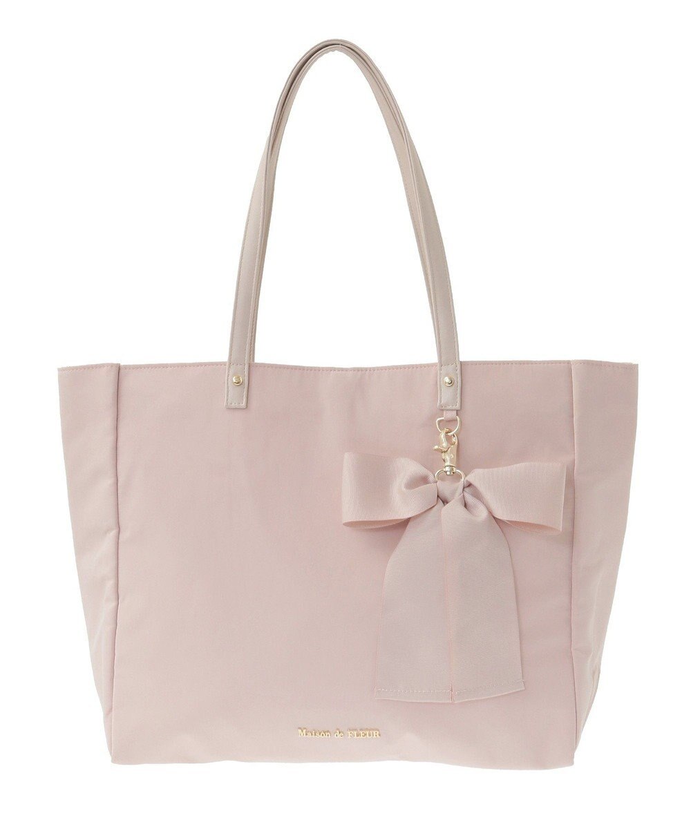 Maison de FLEUR リボンチャーム付き3ルームトートバッグ 
