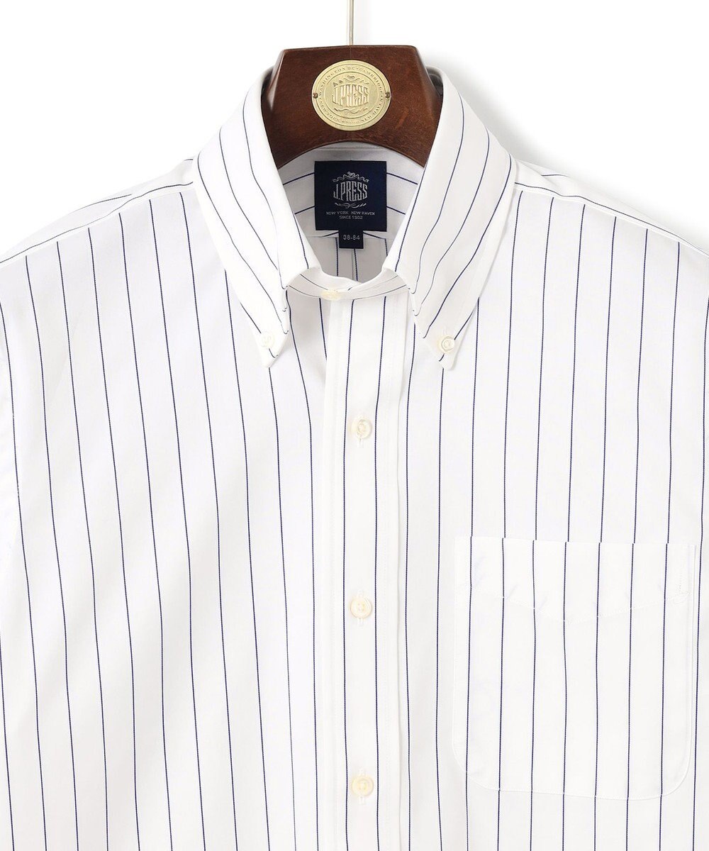 J.PRESS MEN 【PREMIUM PLEATS / 形態安定】スーピマコットンボールドストライプ ドレスシャツ / B.D. 