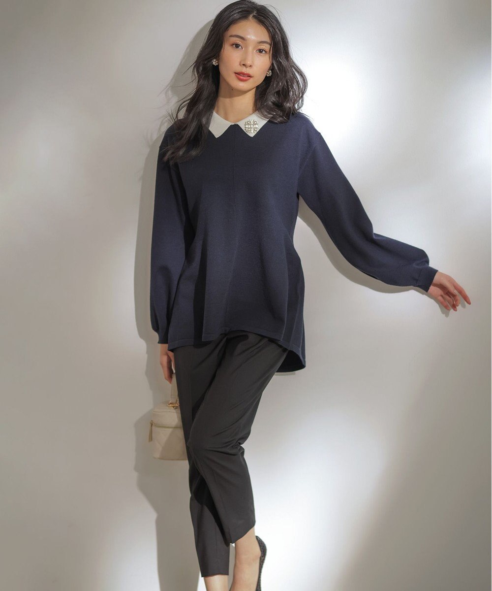 組曲 L 襟付きチュニック プルオーバー 