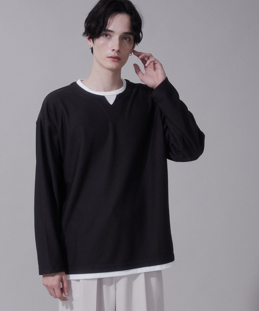 WEGO フェイクレイヤードキーネックT（LS） 