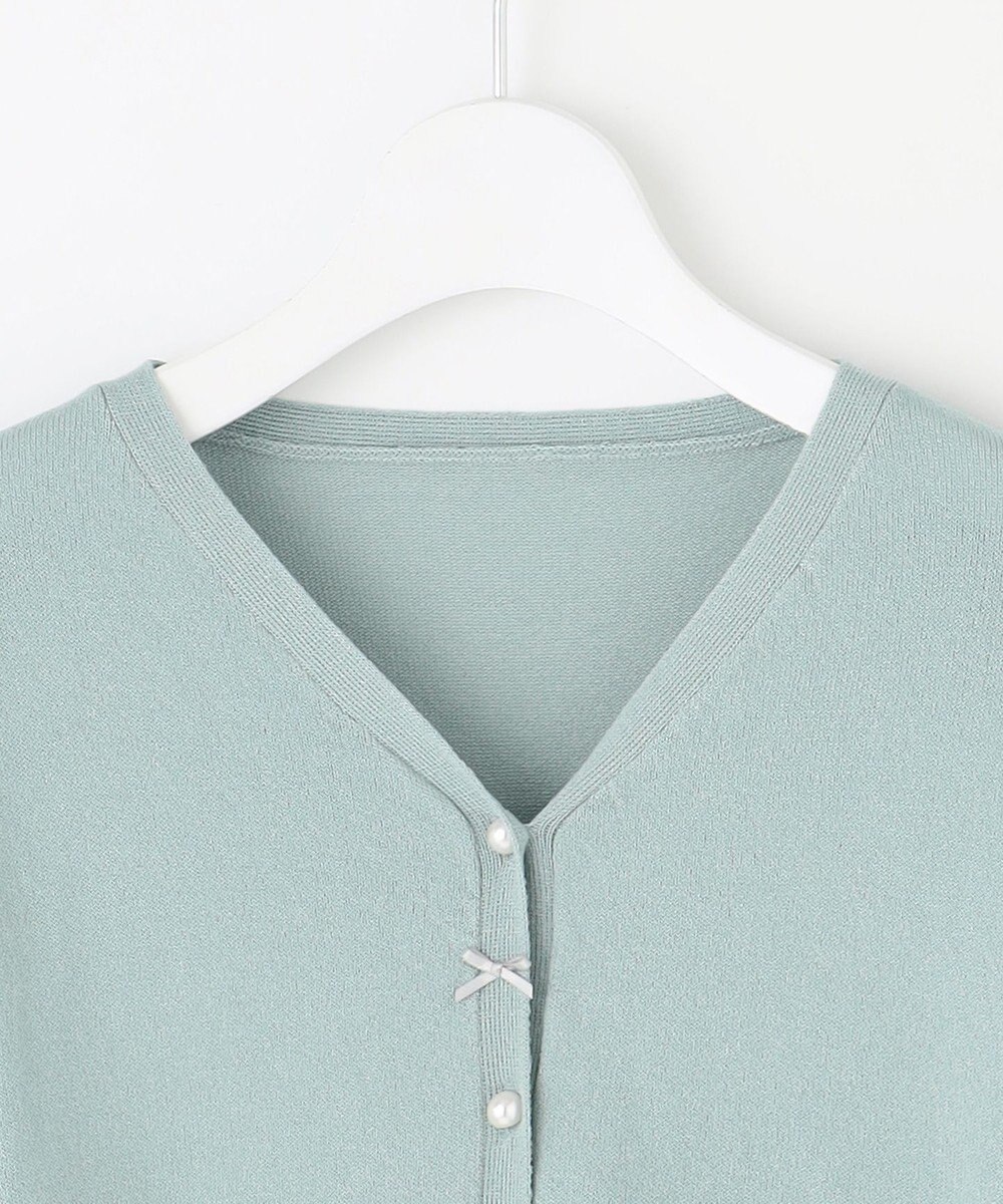 Feroux リボンパール七分袖 カーディガン 