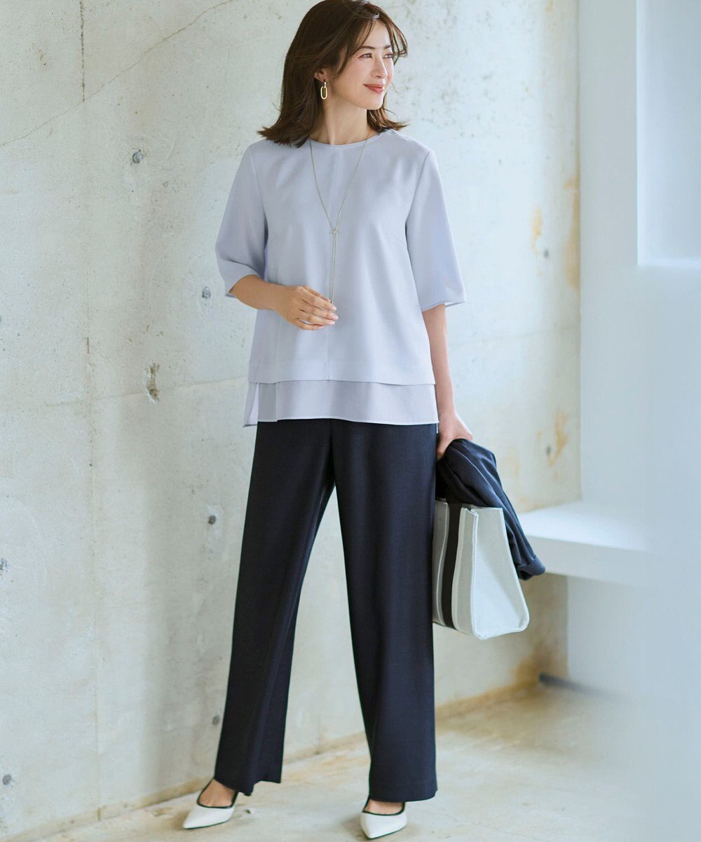 23区 【新色追加/Oggi掲載】ストレッチジョーゼット シアーコンビ カットソー 