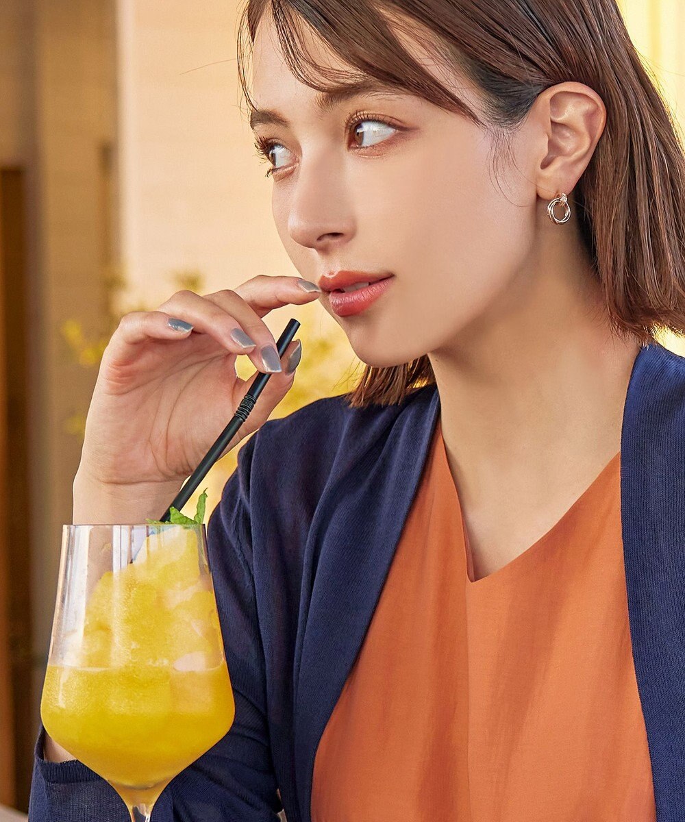 Tiaclasse 【金属アレルギー対応】ストーンフープバインドピアス 