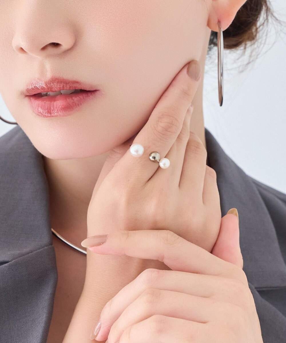 Phoebe 【金属アレルギー対応】ミックスドットリング　シルバー/ニッケルフリー/パール 