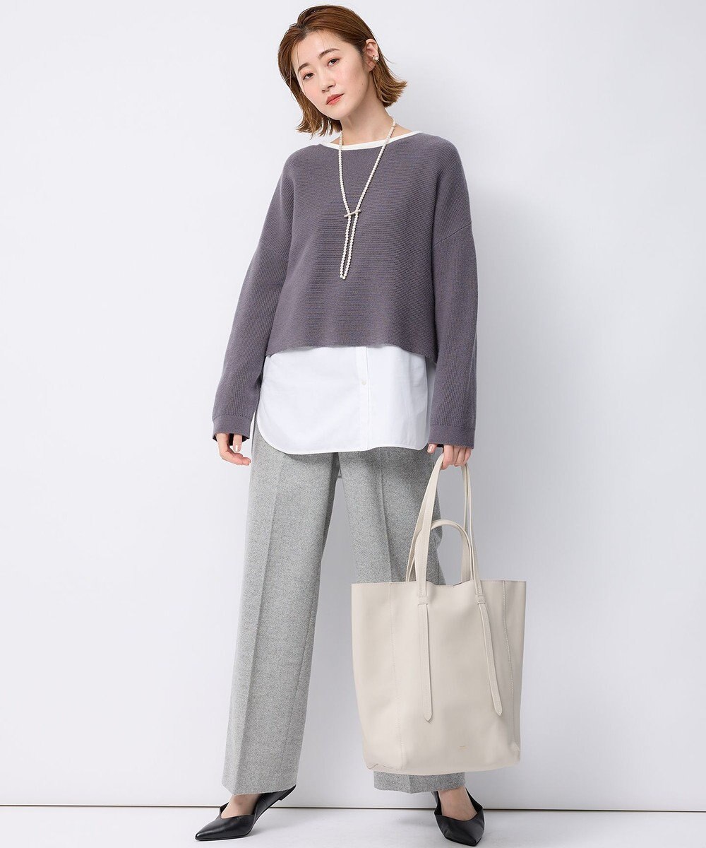 23区 【洗える】コットンベアジャージーコンビ カットソー 