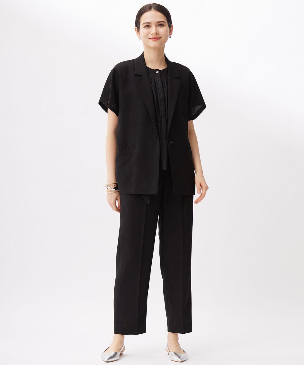 自由区 【カタログ掲載・セットアップ対応・接触冷感・UVカット・洗える】ライトリネンライクショートスリーブ ジャケット 