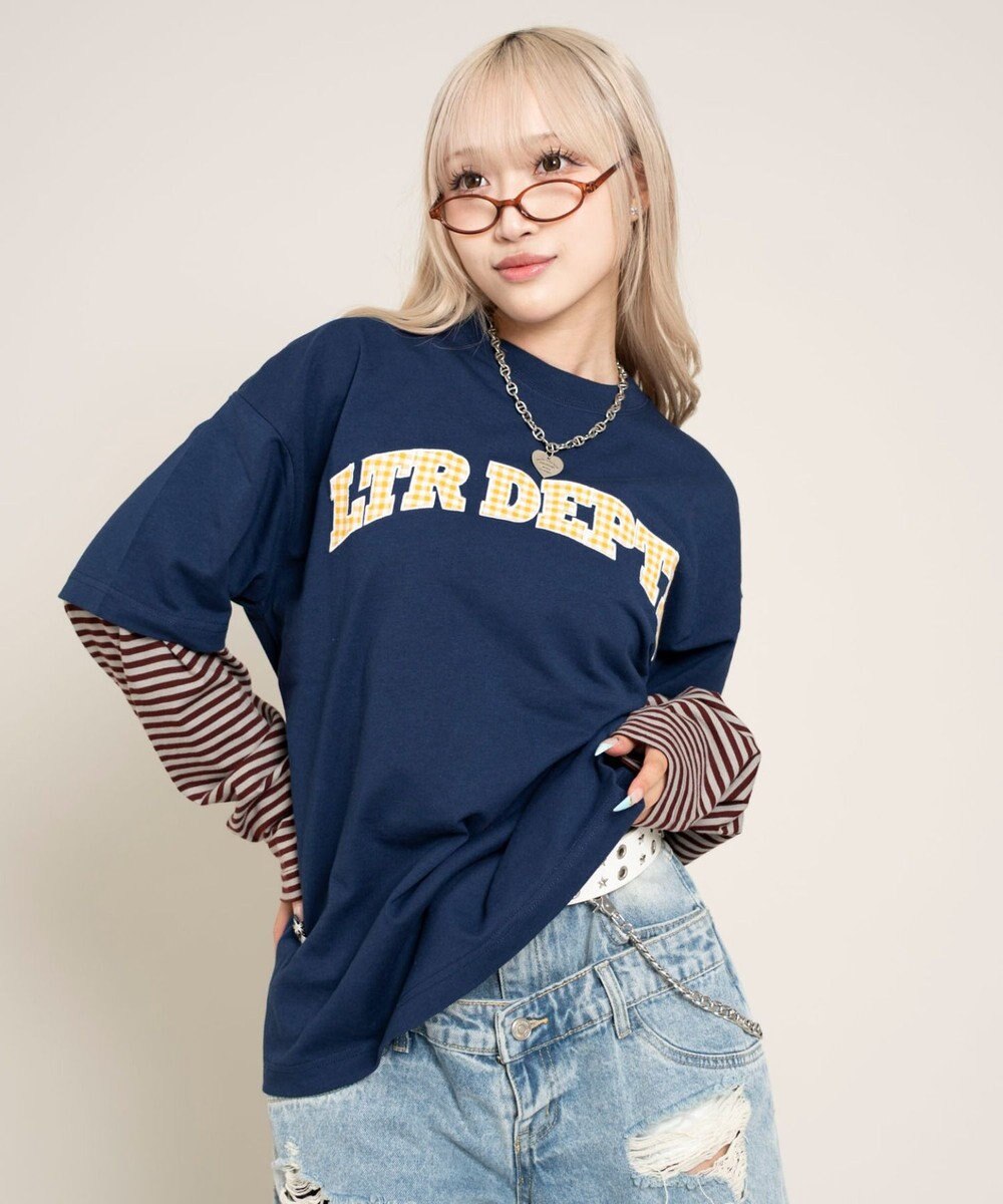 WEGO 【ユニセックス着用ITEM/MLサイズ展開】チェックカレッジグラフィックT（SS） 