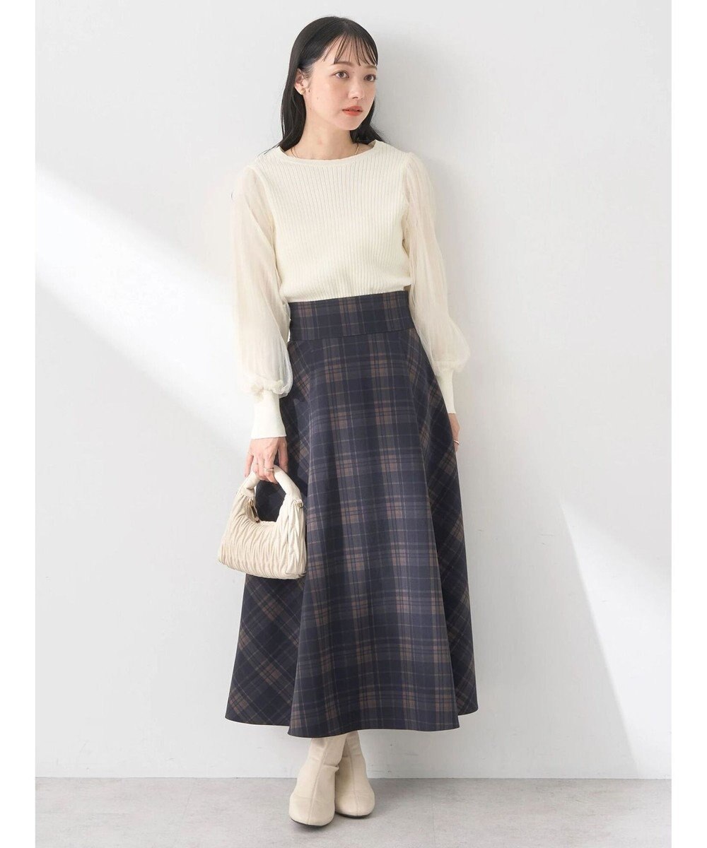 earth music&ecology バックレースアップチェックスカート 