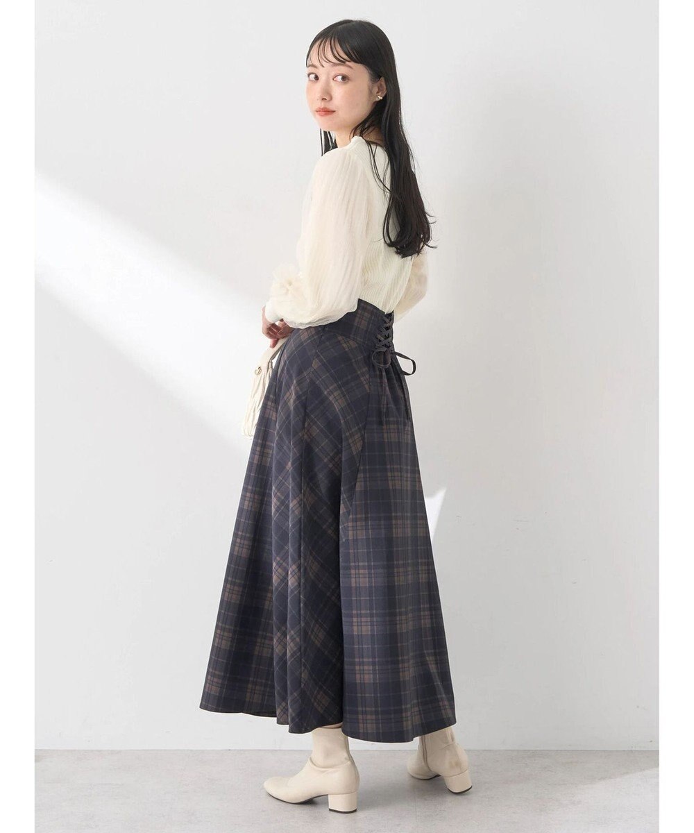 earth music&ecology バックレースアップチェックスカート 