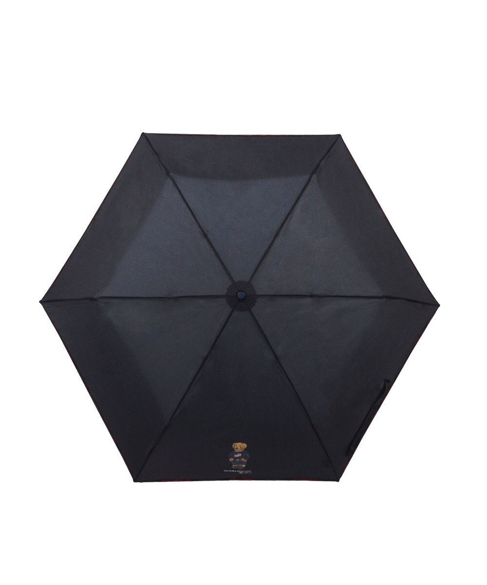 MOONBAT 【WEB限定/軽量】POLO RALPH LAUREN（ポロ ラルフローレン） 折りたたみ傘 ポロベア×チェックパイピング 無地 FLAG BEAR 