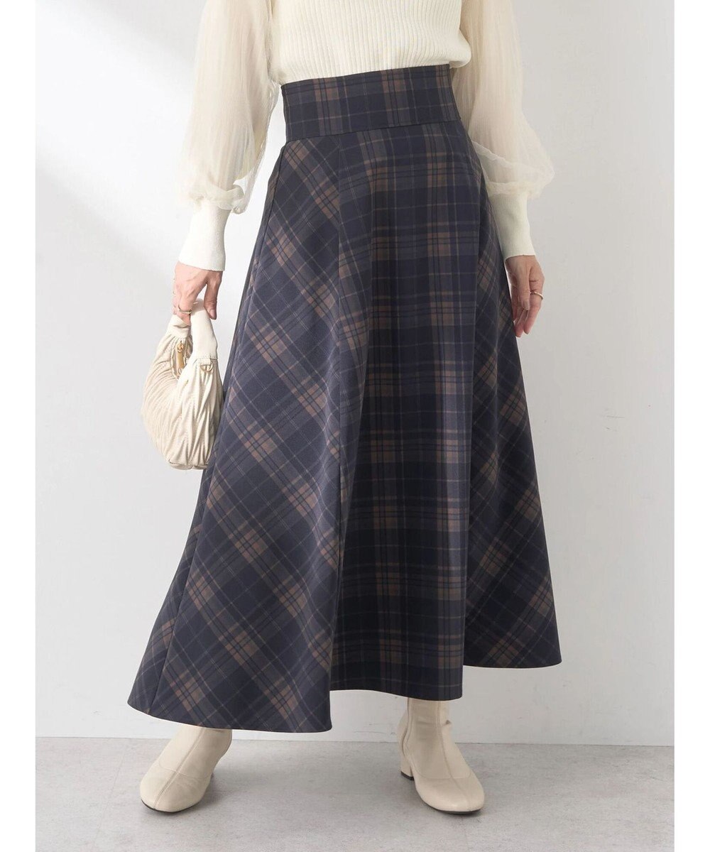 earth music&ecology バックレースアップチェックスカート 