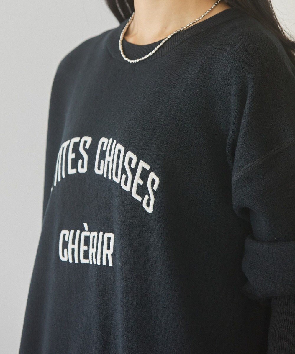 AMERICAN HOLIC コットンブレンドスウェットライクロゴニットトップス 