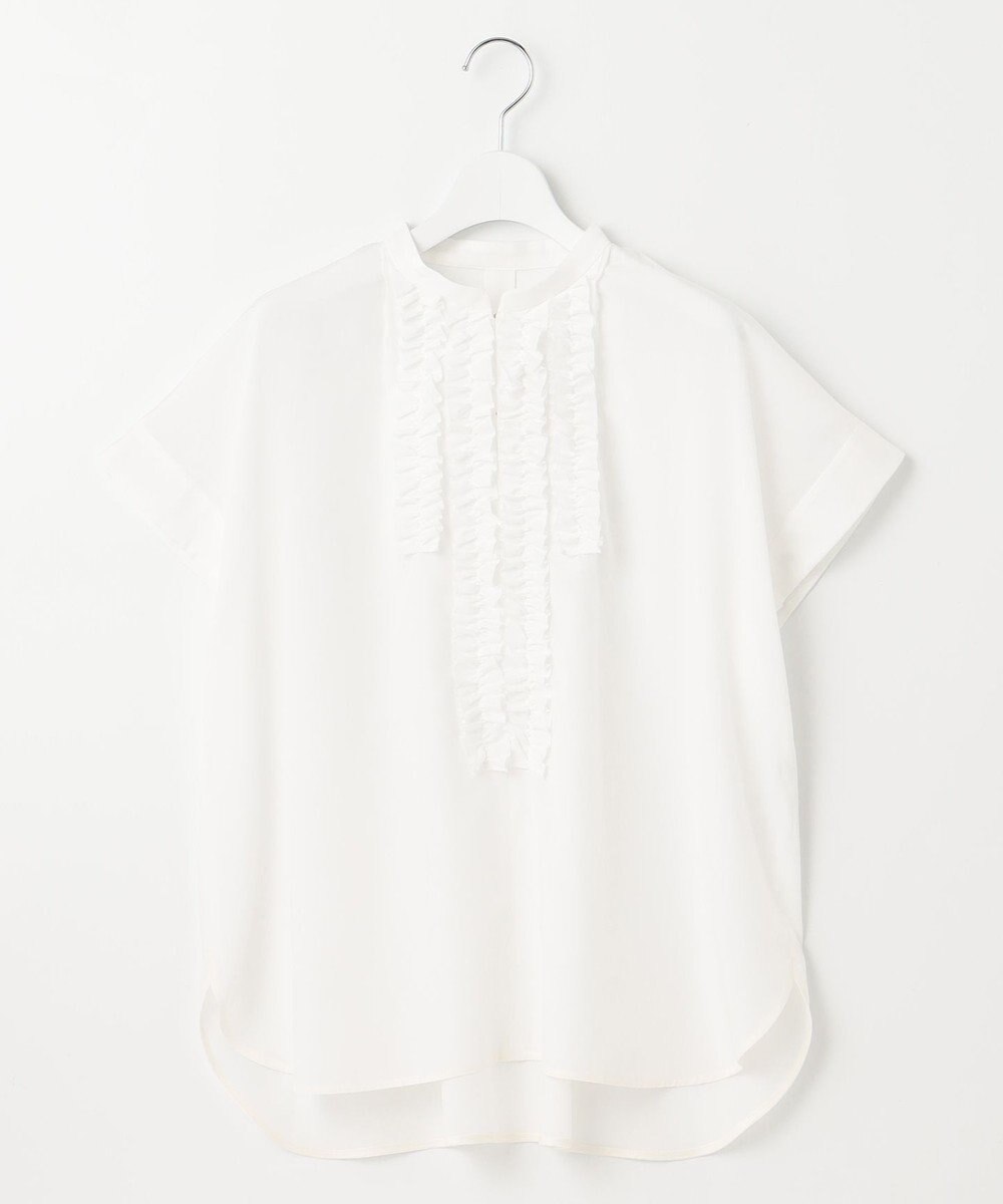 自由区 【洗える】ソフトリネンフリルディティール ブラウス 