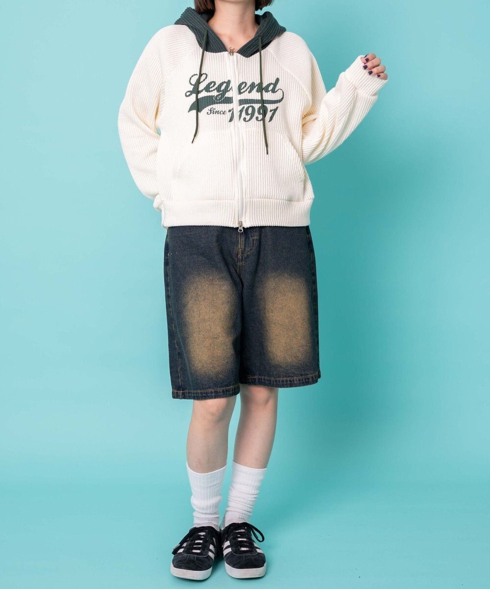 WEGO バイカラーニットジップパーカー 