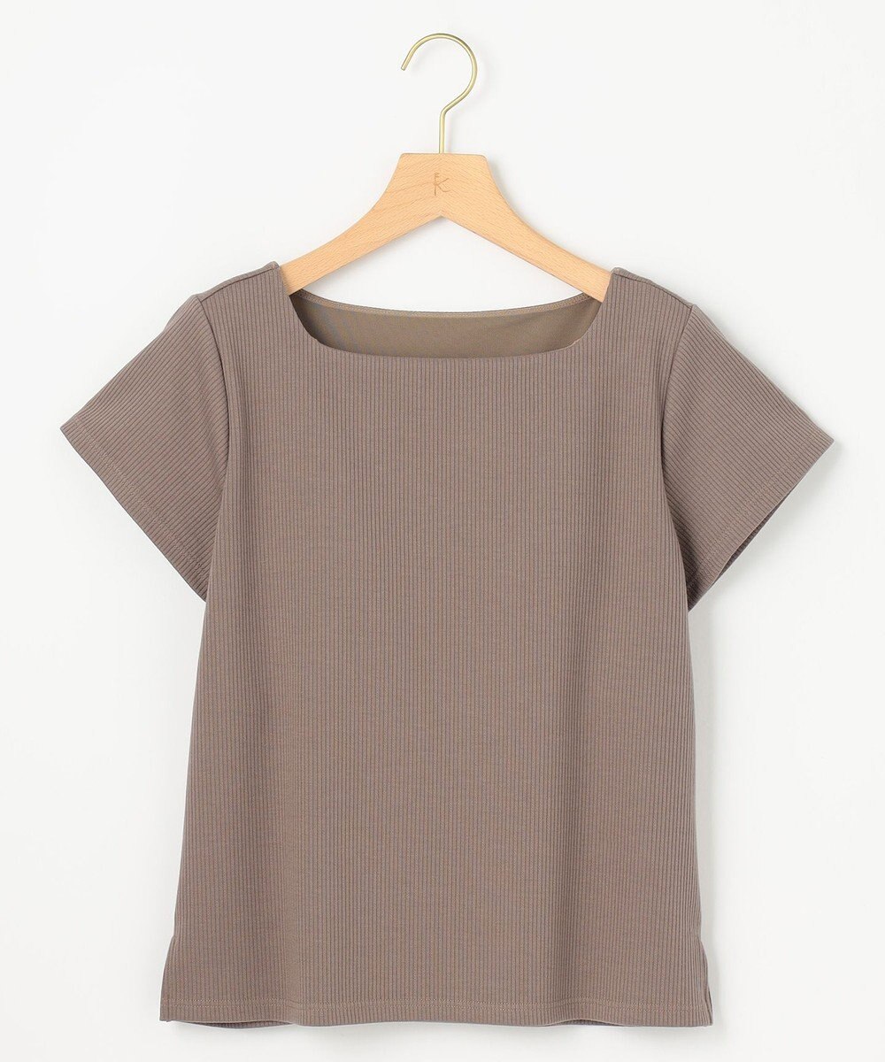 組曲 L 【WEB限定】ストライプジャガード カップ付きTシャツ 