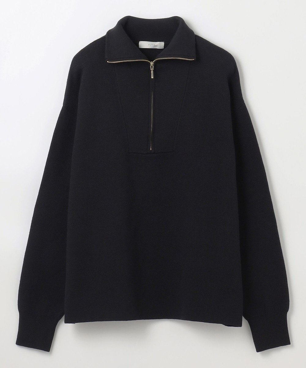 ANY スウェットライクハーフジップニット 