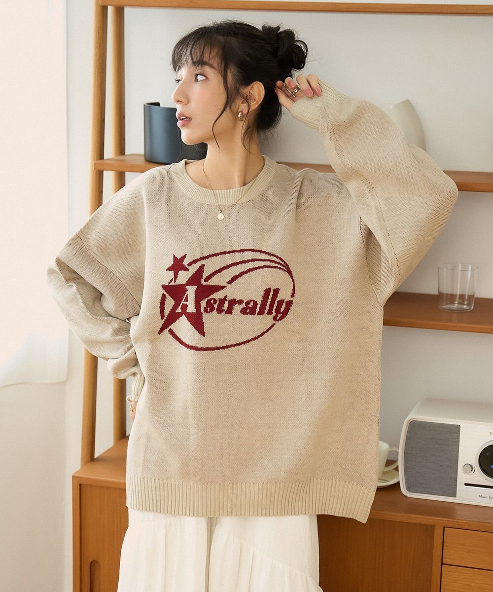 WEGO 【新色追加/ユニセックス着用ITEM/SMLサイズ展開】ジャガードグラフィックプルオーバー（LS） 