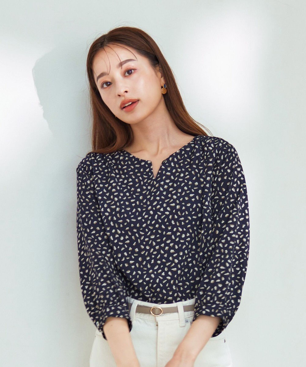 Tiaclasse 【洗える】柄プリントブラウス 