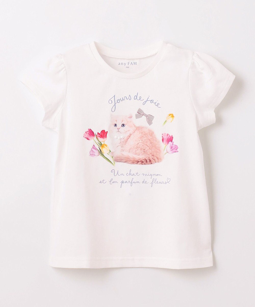 ANY KIDS フォトプリント ネコ Tシャツ 