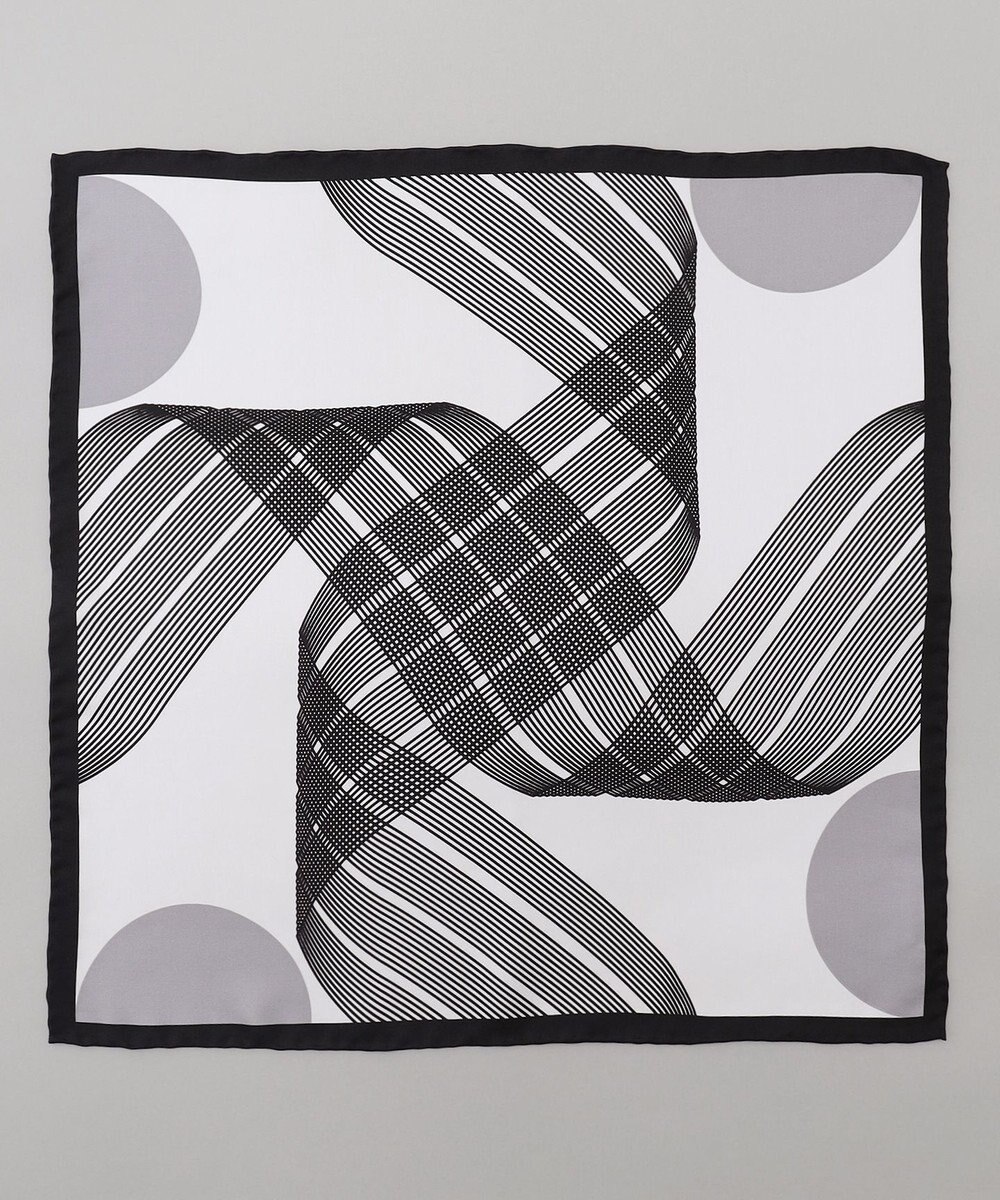 GOTAIRIKU 首にも巻ける【2WAY/日本製】シルク100% ポケットチーフ（幾何学柄） 