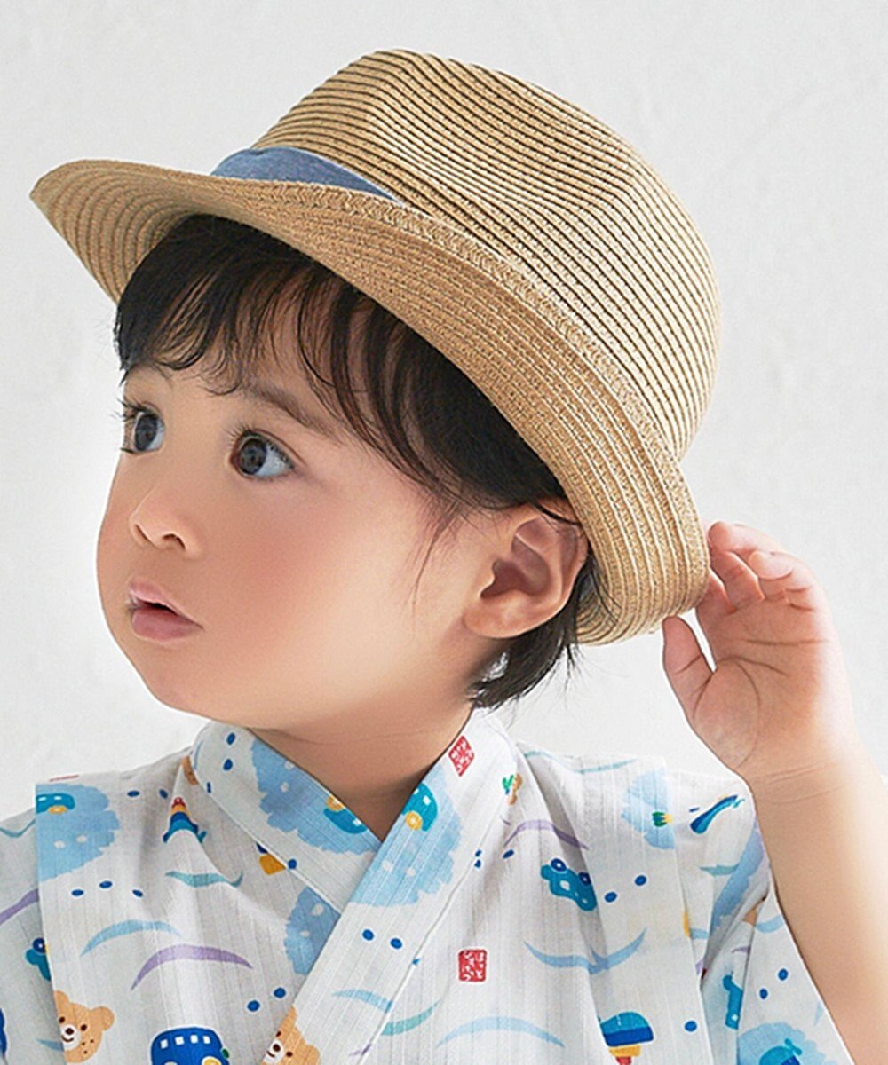 MIKI HOUSE HOT BISCUITS 【48-54cm】 麦わら風 中折れハット 