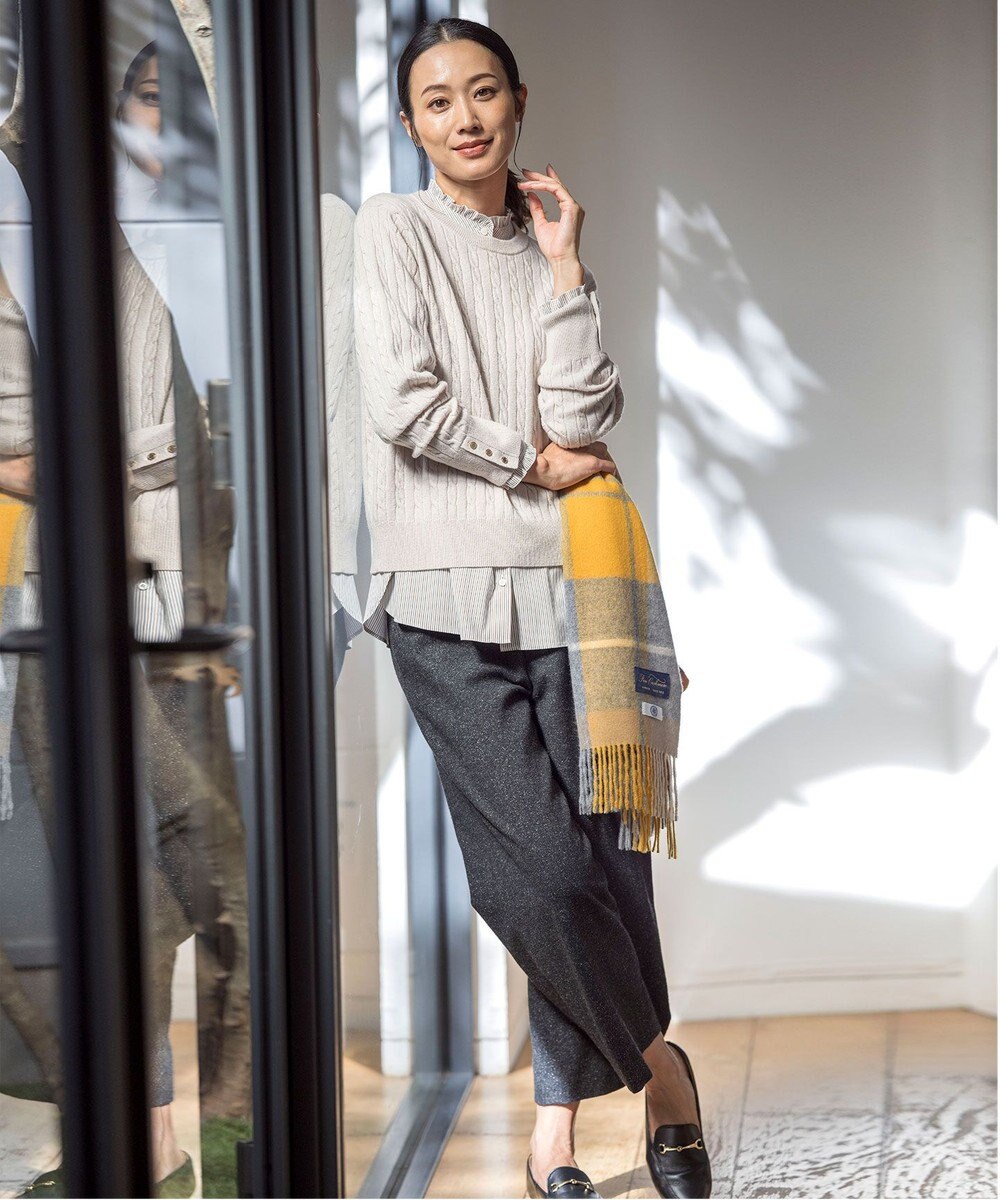 J.PRESS LADIES 【洗える】WOOL BLEND AIR ケーブル ニット 