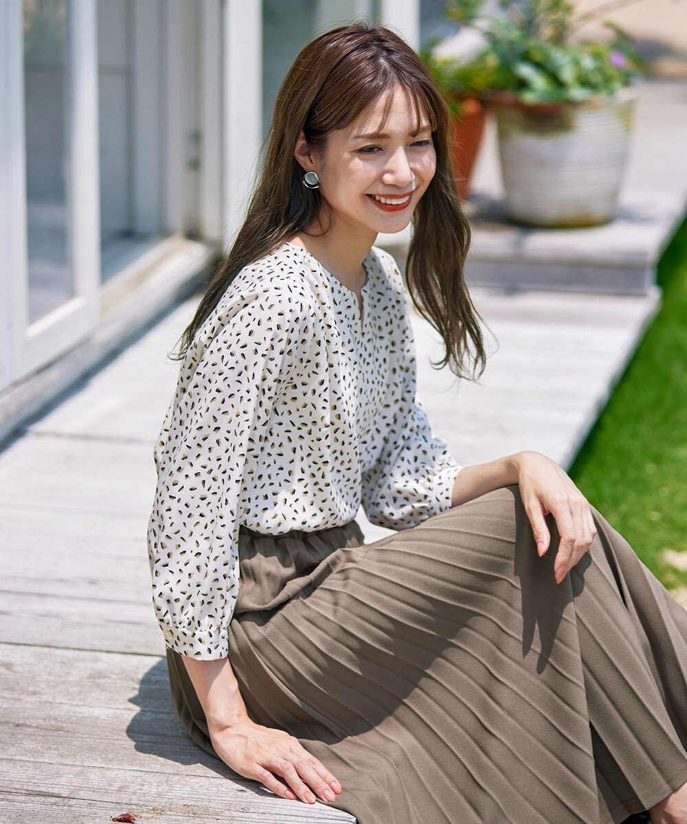 Tiaclasse 【洗える】柄プリントブラウス 