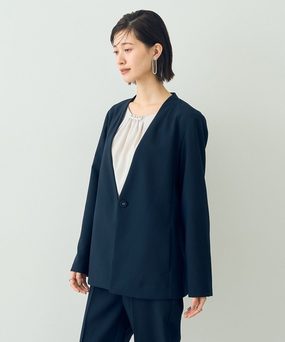 YECCA VECCA ストレッチノーカラージャケット 