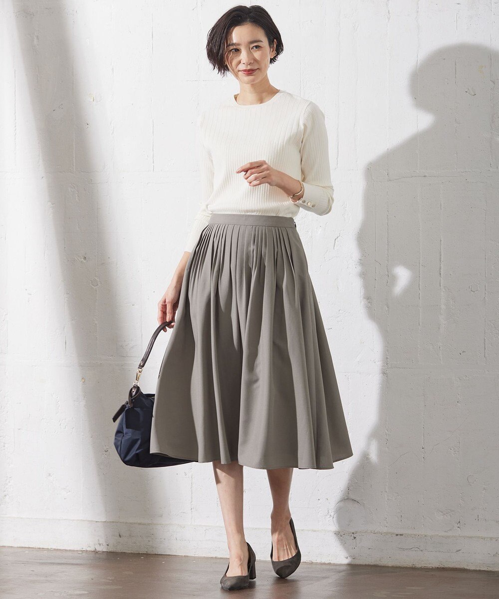 J.PRESS LADIES 【洗える】ソフトブロード ランダムタック スカート 