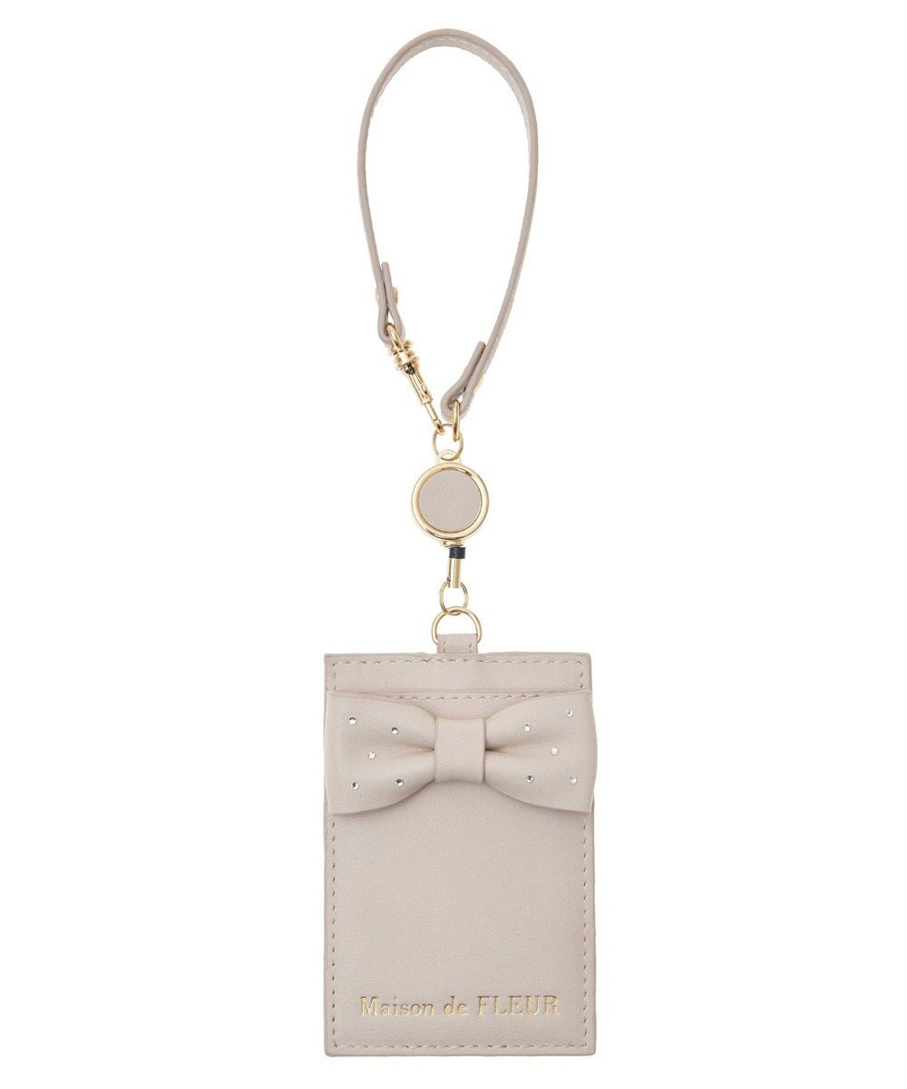 Maison de FLEUR クリアストーンリボンリールパスケース 