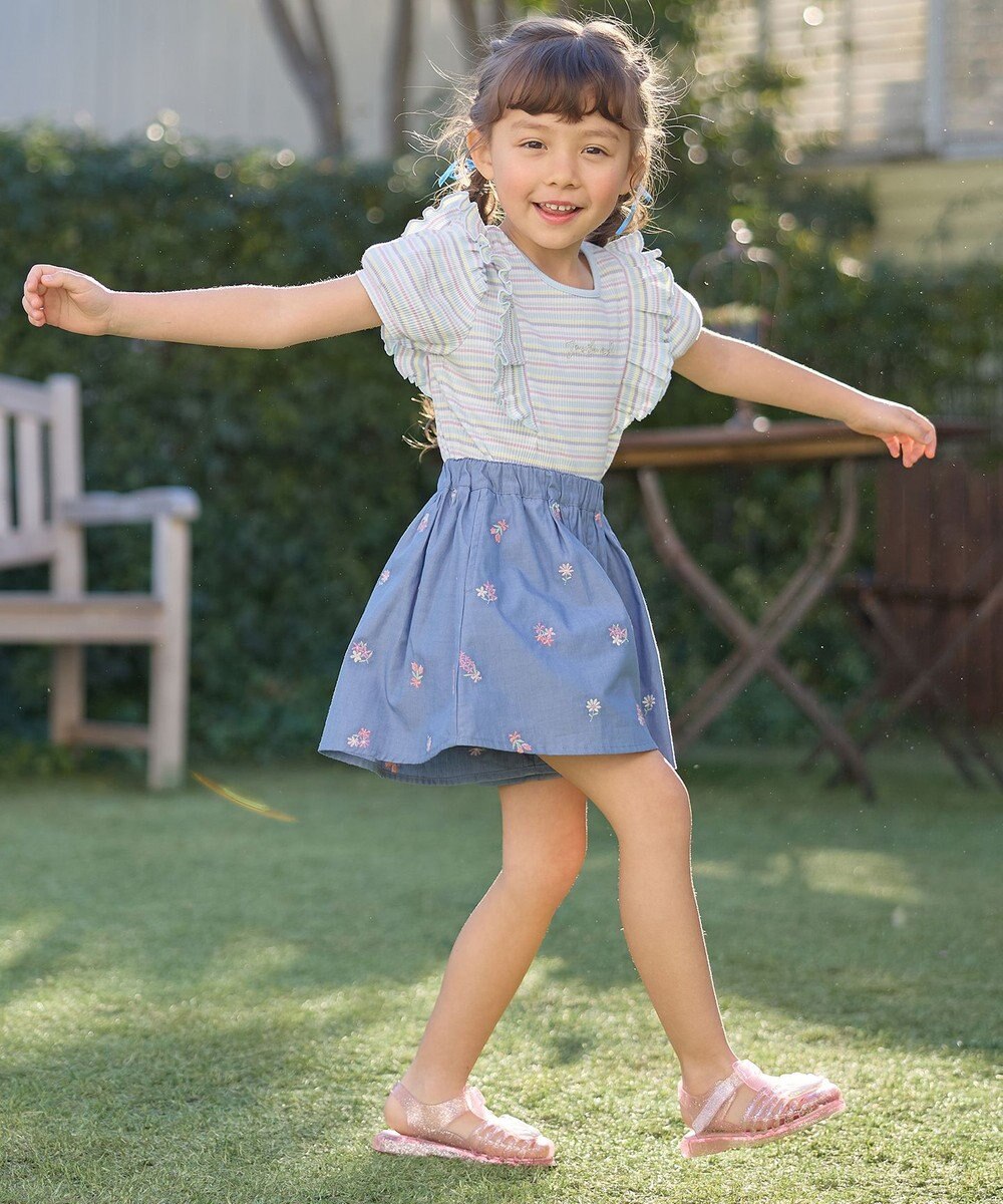 ANY KIDS オン・オフショルダー ボーダー Tシャツ 