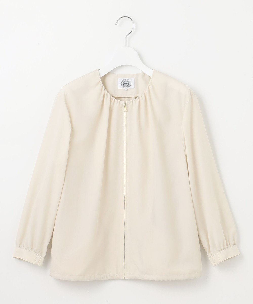 J.PRESS LADIES L 【洗える】80/1スパンタイプライター ノーカラー ブルゾン 