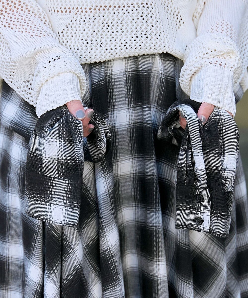 WEGO チェックシャツラップスカート 