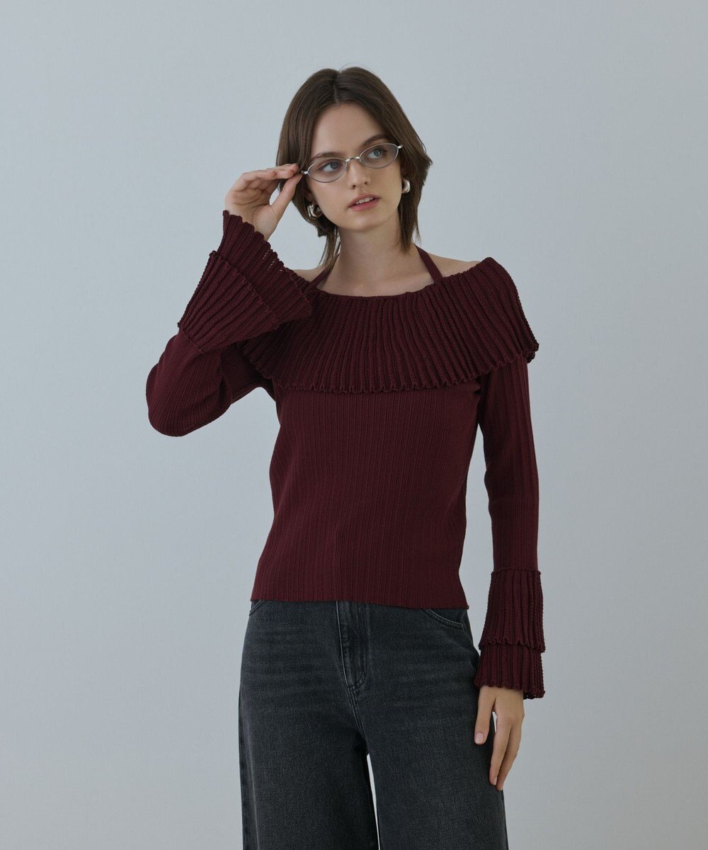 GRACE CONTINENTAL アイレットフレアニットトップ 