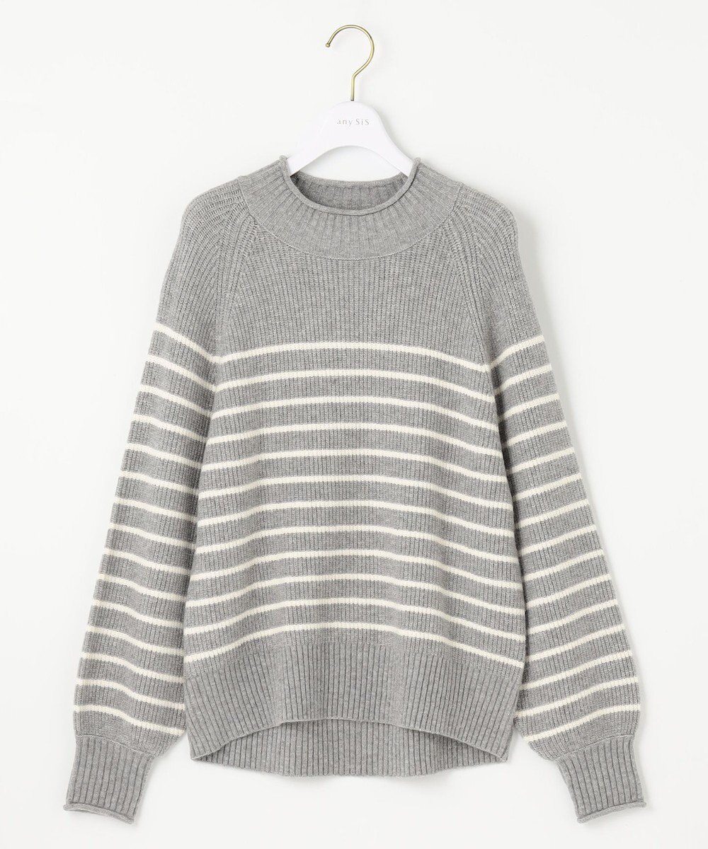 ANY SIS 【洗える】ハイネックボーダー ニット 