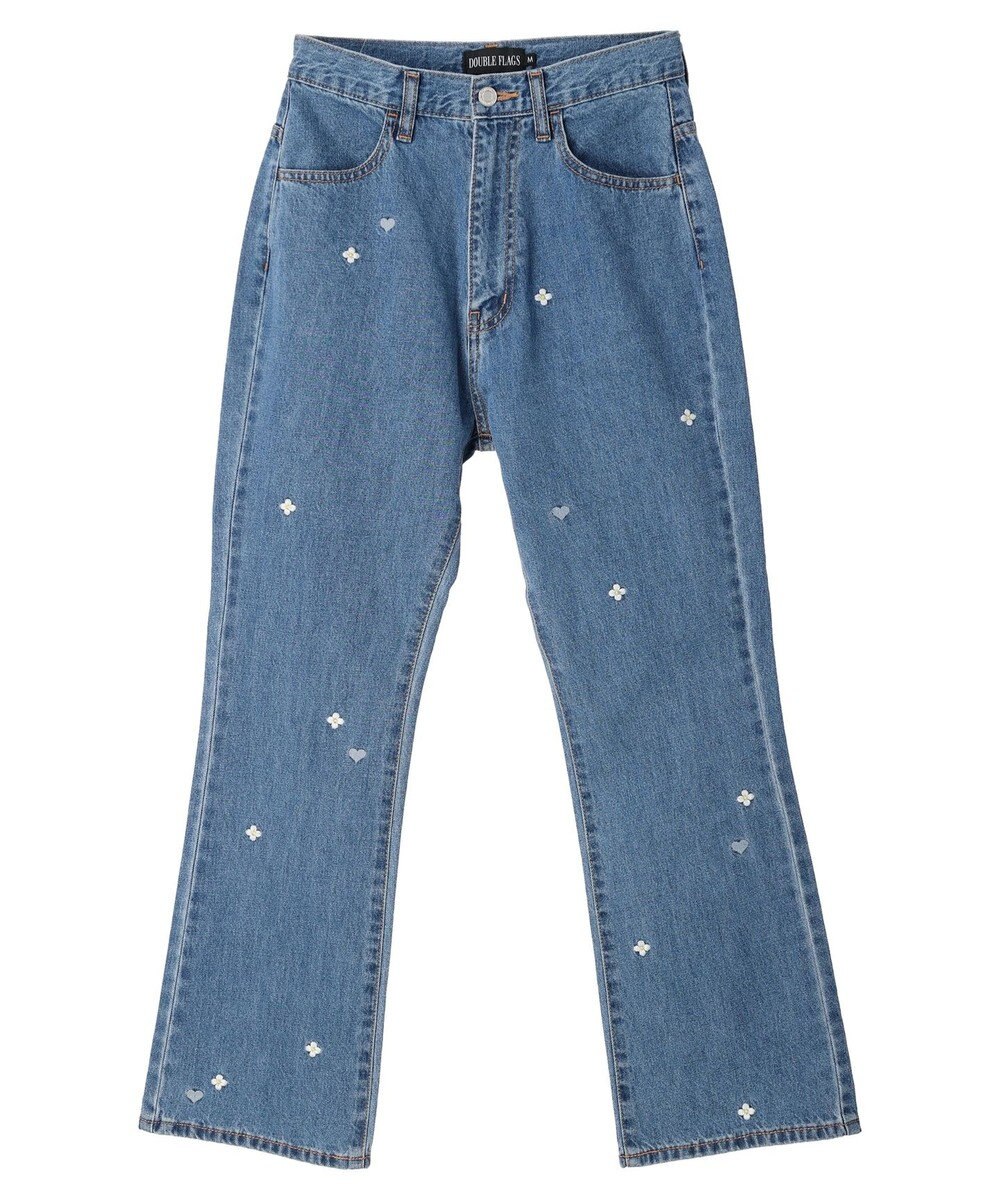 Green Parks ・Ｄｏｕｂｌｅ　Ｆｌａｇｓ　ハナ＆ハート　刺繍デニムパンツ 