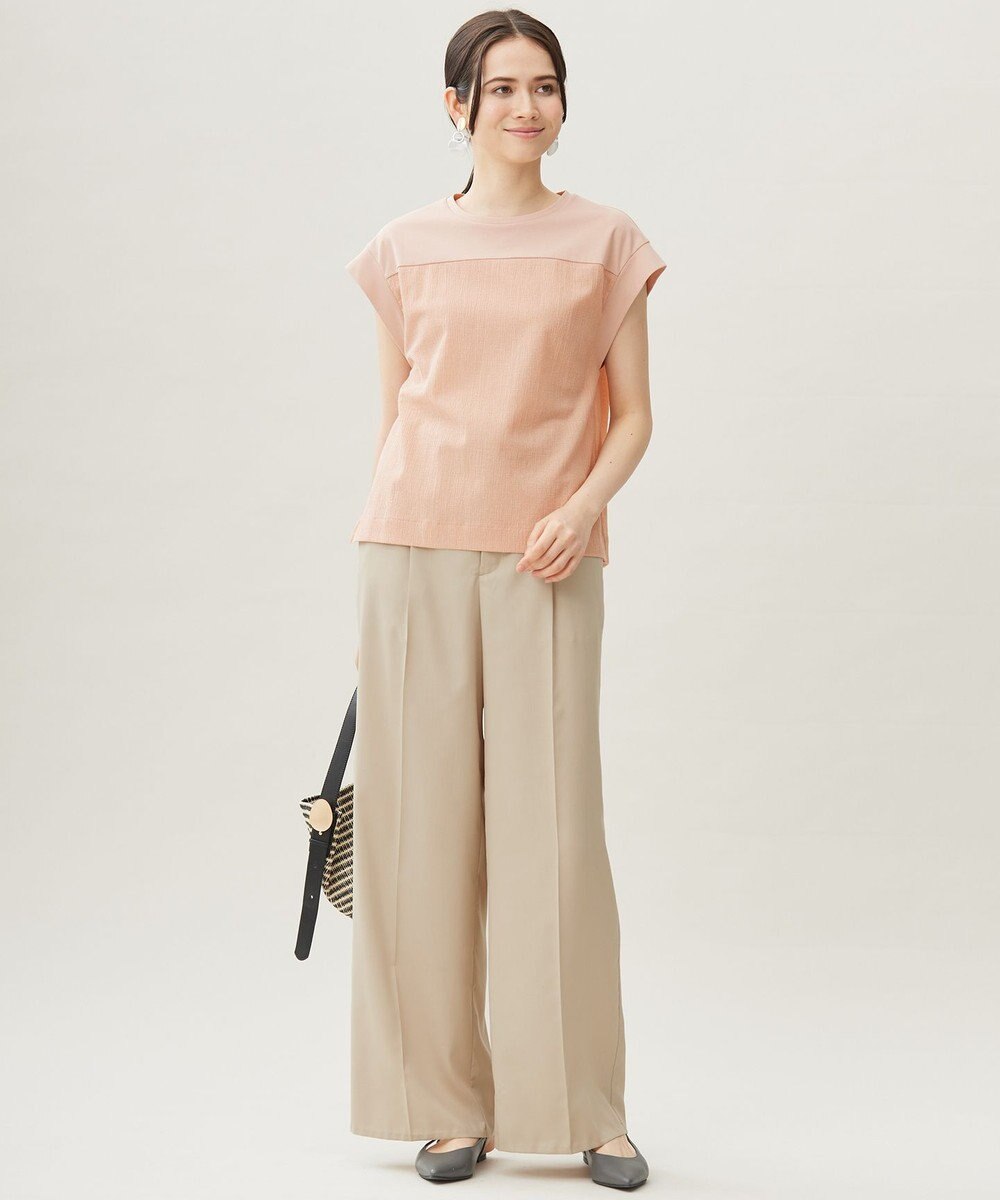 自由区 L 【カタログ掲載・洗える】リネンサッカーコンビブロッキング カットソー 