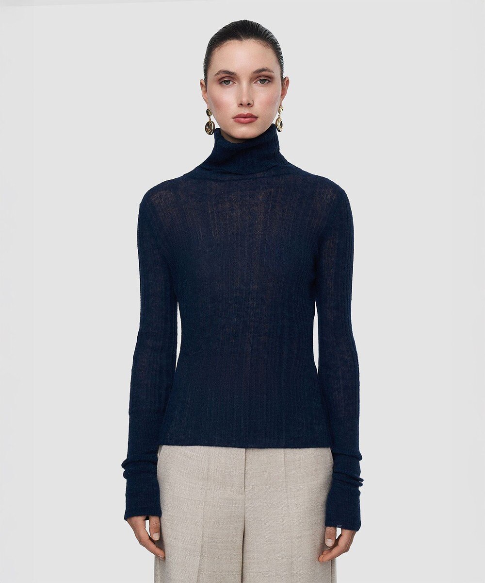 JOSEPH シアーウールリブ ハイネックニット 