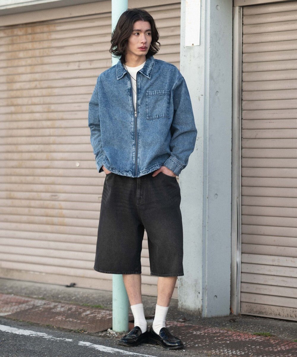 WEGO 【ユニセックス着用ITEM/SMLサイズ展開】スーパーバギーデニムショーツ 