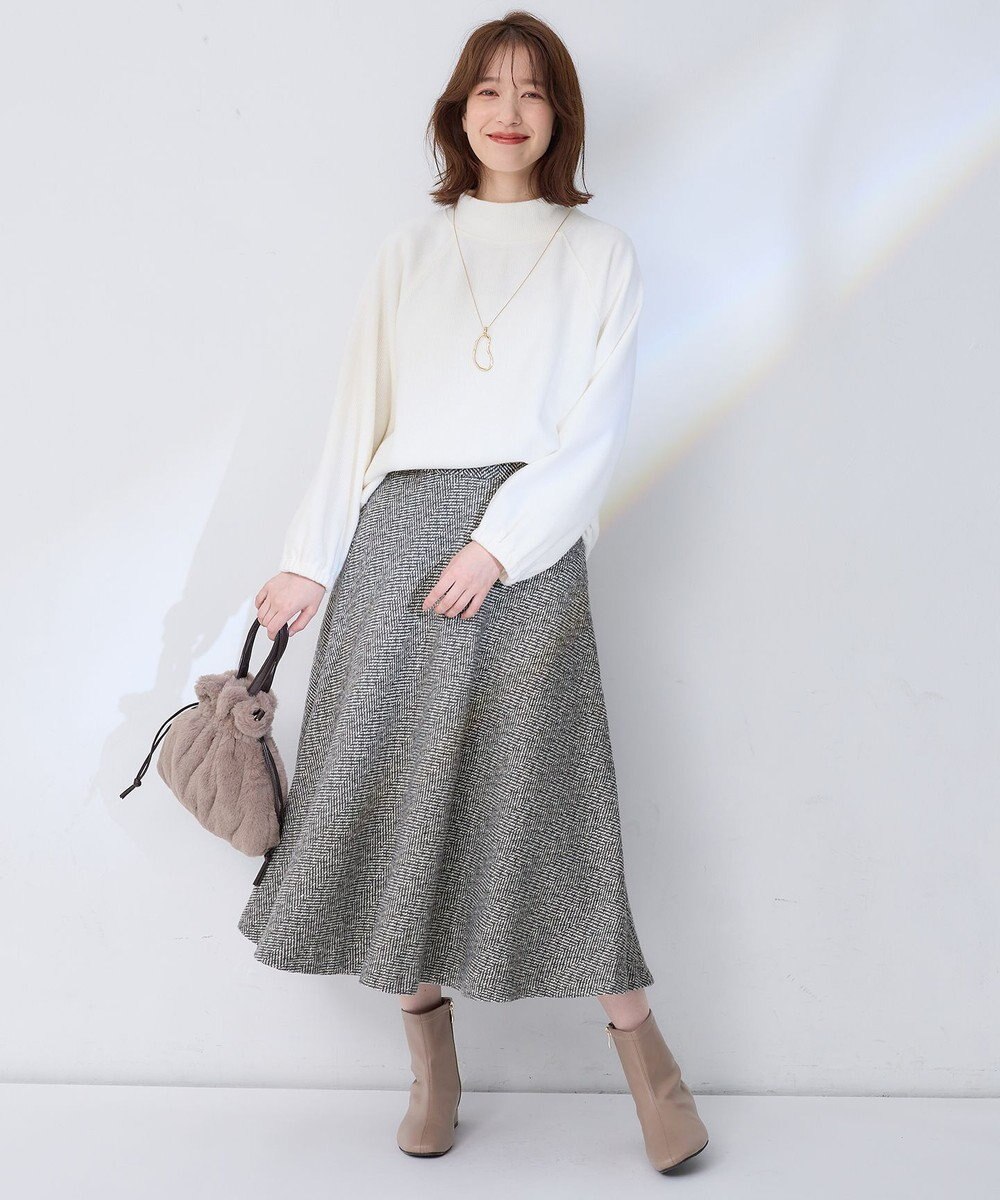 ANY L リブ起毛モックネックプルオーバー 