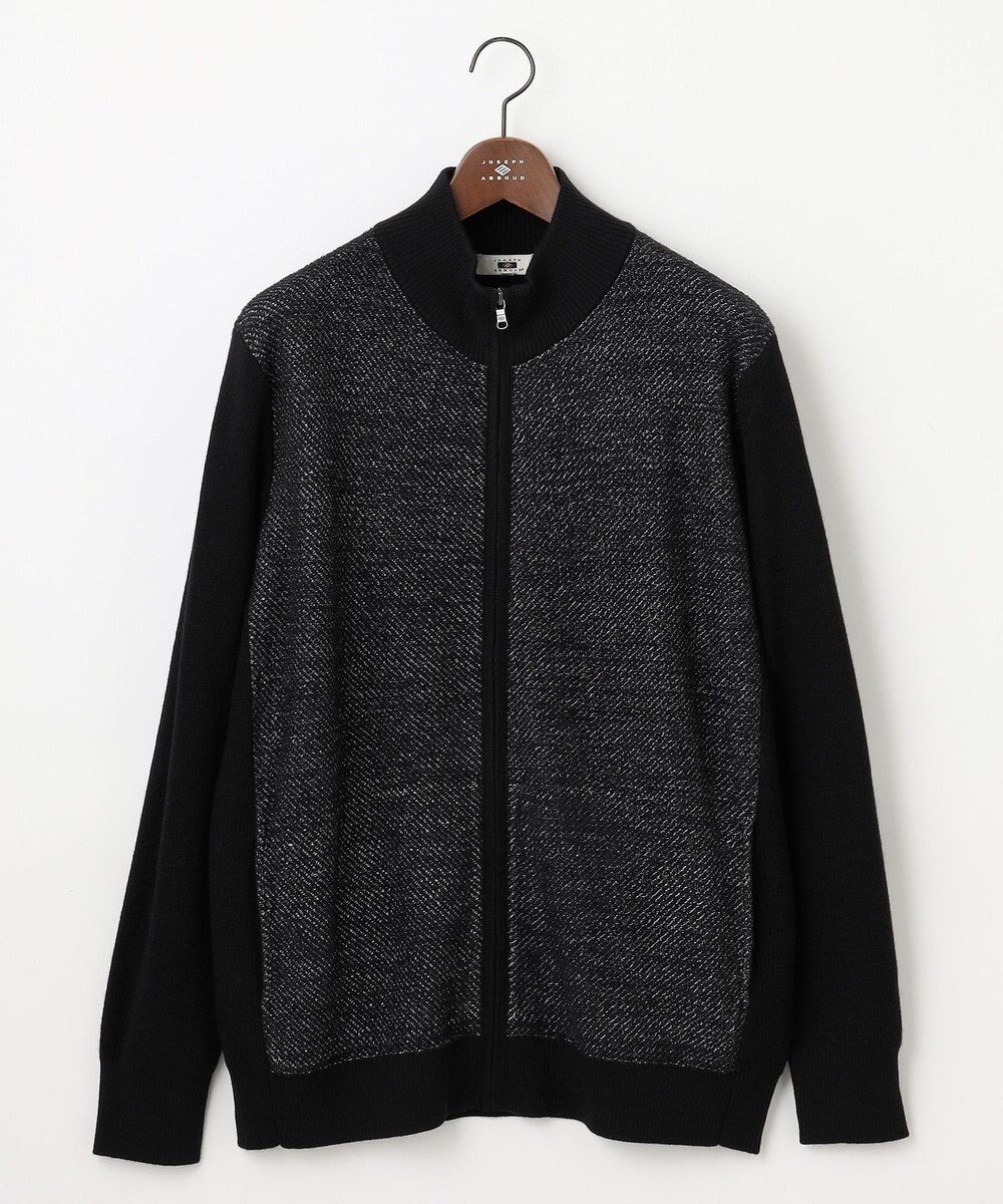 JOSEPH ABBOUD 【キングサイズ・イタリア糸使用/洗える】メリノブレンドモール ジップ ニット ブルゾン 