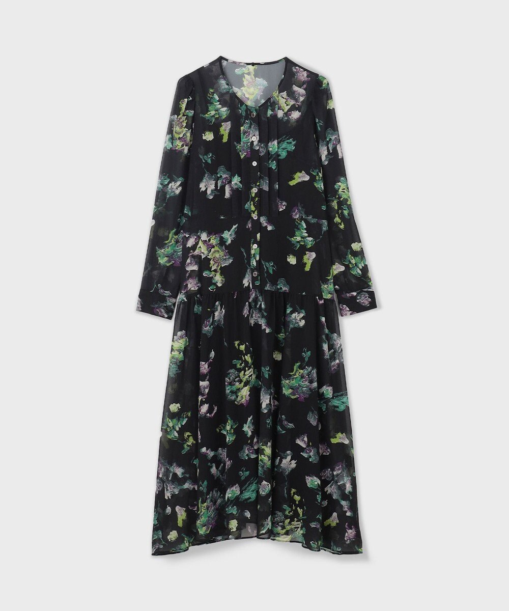 GRACE CONTINENTAL フラワープリントボウタイ付ワンピース 