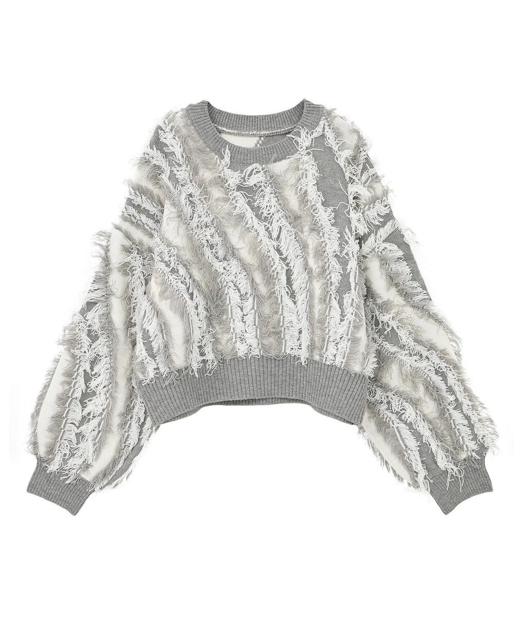 Green Parks ・ＥＬＥＮＣＡＲＥ　ＤＵＥ　フリンジジャカードニット 