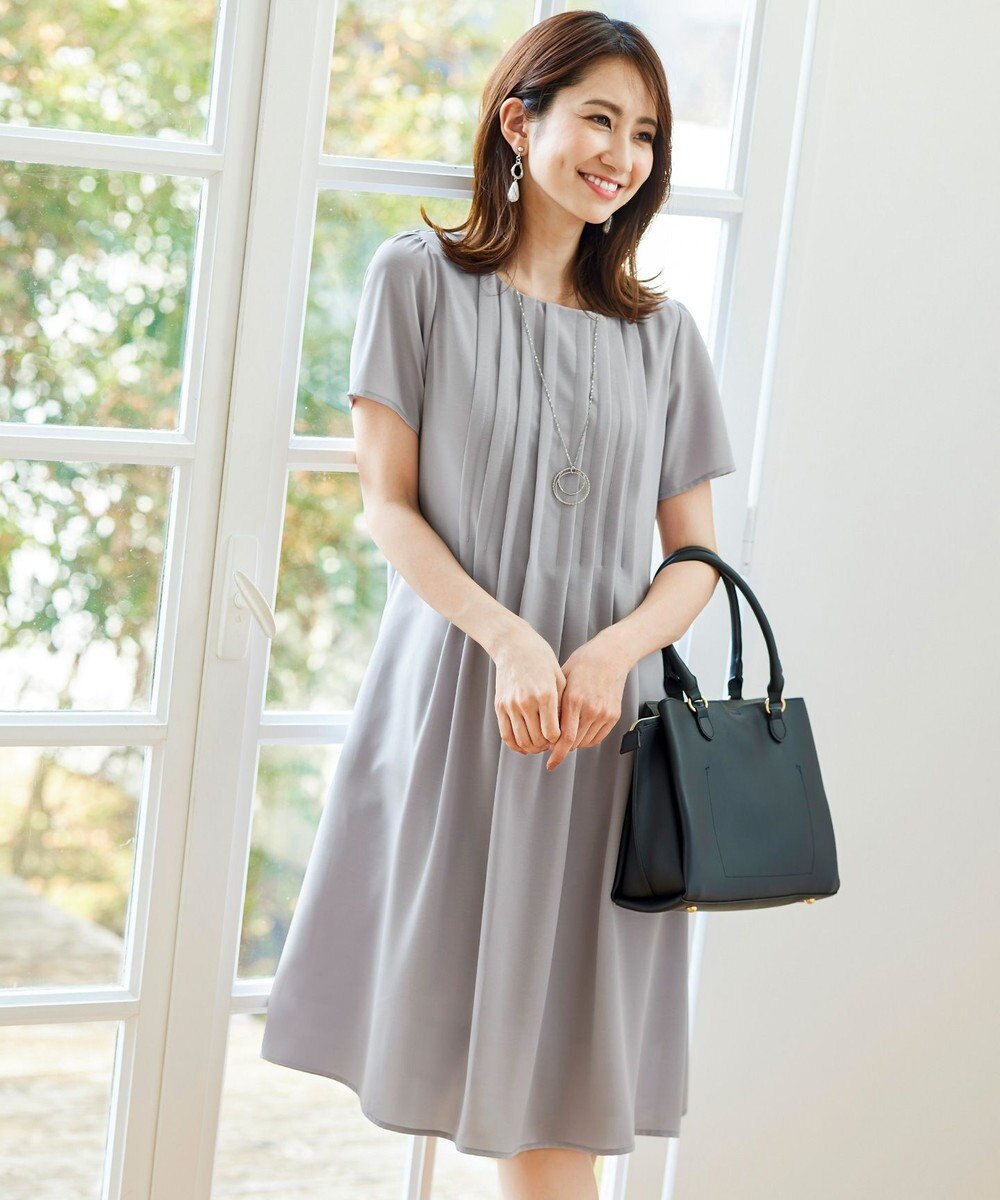 Tiaclasse 【洗える】スタイルアップも叶うピンタックワンピース 