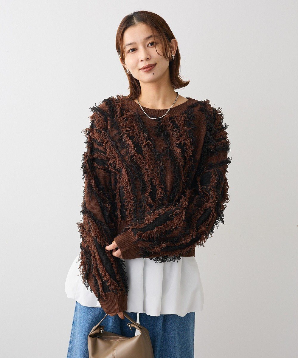 Green Parks ・ＥＬＥＮＣＡＲＥ　ＤＵＥ　フリンジジャカードニット 