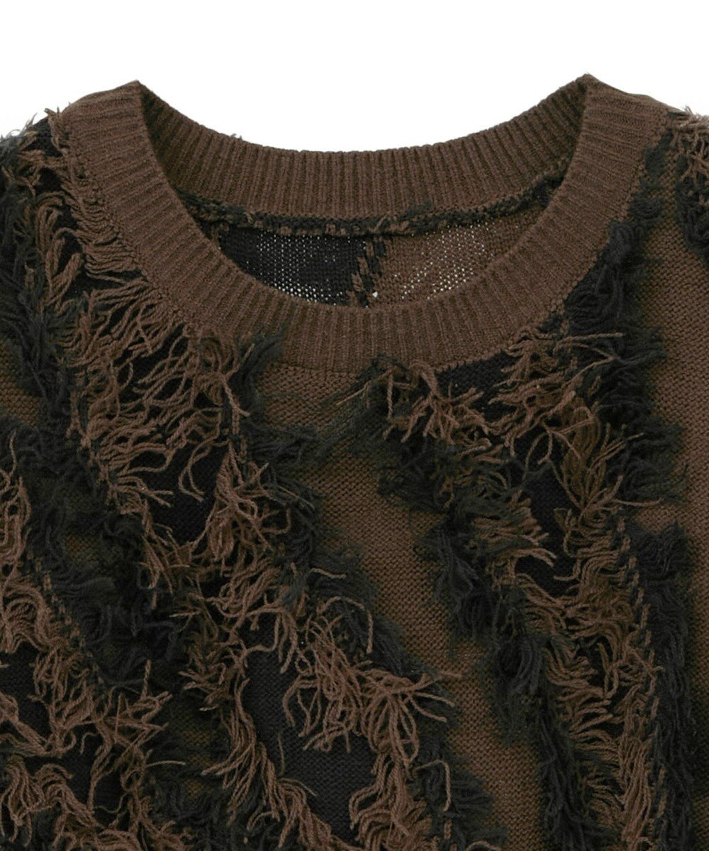 Green Parks ・ＥＬＥＮＣＡＲＥ　ＤＵＥ　フリンジジャカードニット 