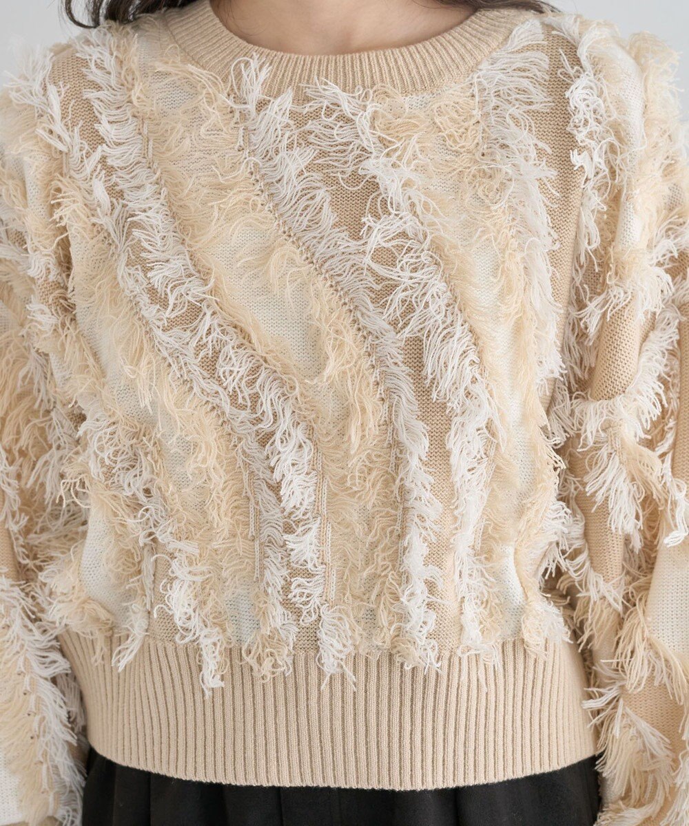 Green Parks ・ＥＬＥＮＣＡＲＥ　ＤＵＥ　フリンジジャカードニット 